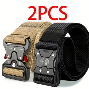 TEMU 2개입 남성용 퀵 릴리스 벨트 (잠금 버클 시스템) | 캠핑, 캐주얼 및 포멀 웨어에 적합, 청바지 및 바지 호환, 8가지 색상으로 제공