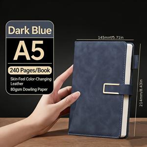 TEMU 240페이지 초두께 A5 빈티지 비즈니스 미팅 저널 – 자석 잠금, 북마크, 영문 날짜 표시 포함 – 대학생 및 전문가를 위한 완벽한 선택, 비즈니스 미팅 저널 | 빈티지 스타일 노트북 | 인조 가죽 커버, 전문 저널, 오피스 용품, 클래식 디자인, 빈티지 문구류, 내구성 있는 케이스, 안전한 제본, A5 노트패드, 기업 선물