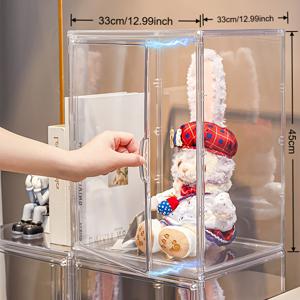 TEMU 1개 다기능 수납 박스, 방진 투명 디스플레이 케이스, 홈 수납용 쌓기 가능 정리함, 가방, 헬멧, 인형, 모델 전시용