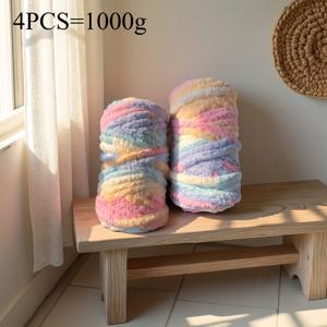 TEMU 4롤 ≈1000g/35.27oz 패턴의 두꺼운 플러시 실, 수제 뜨개질 전문용 - 혼합 색상, 담요 뜨개질, 크로셰, 남녀를 위한 독특한 선물, 크리스마스, 크로셰 용품, 핸드 염색 실, 부드러운 질감의 실|뜨개실