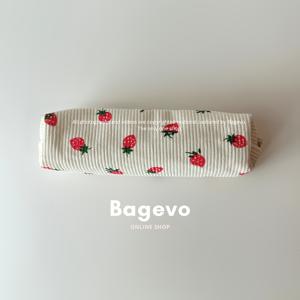 TEMU 스카이 스트로베리 코듀로이 가볍고 지퍼가 달린 정리 케이스 - 귀여운 필통 & 메이크업 브러쉬 홀더, 여성, 학교, 여행, 직장용 - 손세탁 가능한 코듀로이 수납 가방|필통