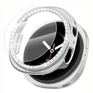 TEMU 삼성 8 40/44mm 호환 케이스 - 라인스톤 장식 하드 PC 범퍼 커버 & 강화유리 스크린 보호필름 - 여성용 스파클링 커버, 스타일리시 스마트워치 케이스
