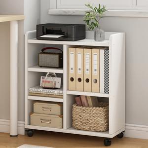 TEMU AOSOM 다용도 책장 거실 이동식 도서 서류 수납선반 인테리어 책꽂이 서랍장，바퀴가 달린 롤링 목재 트롤리 - 스낵, 책 및 필수품을 위한 다용도 이동식 수납 정리함 - 거실, 주방, 홈 오피스에 완벽|거실장|책장