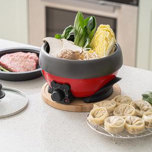 TEMU 냄비 분리형 멀티쿠커 전기냄비 1.2L 실속용량 3단계 온도조절 그릴팬 쿠킹팬 찜망 포함