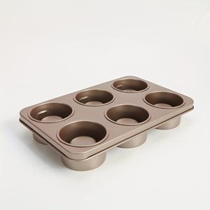 TEMU 1개, 머핀 팬 (12.3''x7.9''), 6구 논스틱 베이킹 컵케이크 팬, 스테인리스 스틸 머핀 몰드, 베이킹 도구, 주방 가전, 주방 액세서리, 홈 키친 아이템, 볼 메이커