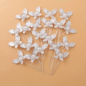 TEMU 20pcs U 자형 머리핀, 라인 석 꽃 나비 진주 머리핀, 요정 소녀의 결혼식 머리 장식|머리핀
