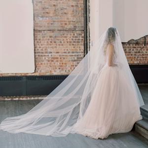 TEMU * 부드러운 튤 롱 길이 베일, 신부용 얼굴 커버, 롱 트레인 웨딩드레스 매칭