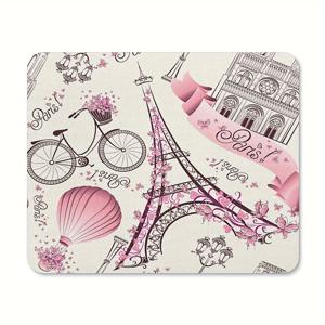 TEMU 파리 빈티지 플로럴 에펠탑 마우스 패드 두꺼운 9.45 * 7.9 인치 3mm 두께 컴퓨터 방지 고무 마우스 패드