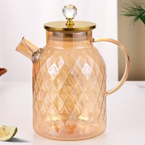 TEMU 손으로 만든 호박색 보로실리케이트 유리 찻주전자 뚜껑 & 필터 포함 - 1800ml/1000ml 내열성, 대용량 차가운 주전자, 루스 리프 & 과일 차용 - 크리스마스, 추수감사절, 어머니날, 아버지날을 위한 완벽한 선물