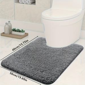 TEMU 초극세사 메모리폼 변기 욕실 매트, U자형 미끄럼 방지 매트, 부드럽고 편안함, 높은 흡수력, 미끄럼 방지, 두께, 건조 용이, 욕실 조합형 윤곽 카펫, 푹신한 욕실 매트에 적합. 털 빠짐 없음, 변색 없음
