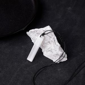 TEMU 1개 천연 셀레니트 석고 스틱 펜던트 목걸이 - 화이트 쿼츠 미네랄 원석, 기하학적 패턴, 스타일, , 파티, 선물, 파티 액세서리에 적합 | 스타일 | 천연석 펜던트