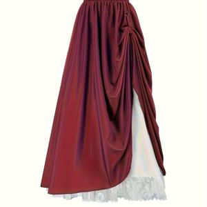 TEMU 여성 레이스 롱 스커트, 이중 레이어 하프 스커트, 넓은 밑단의 스타일