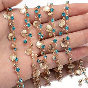 TEMU 39.4인치 블루 비즈 체인 쉘 펜던트 라니스트론 참 구리 체인 목걸이 귀걸이 DIY 쥬얼리 만들기