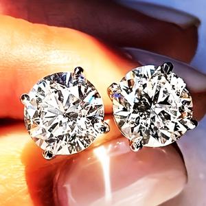 TEMU 1쌍 럭셔리 남성용 1캐럿 인조 웨딩 귀걸이, 패션 실버 스터드 이어링 선물 주얼리