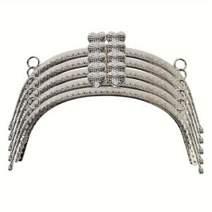 TEMU 은색 하트 가방 5개 세트, 메탈 프레임 포함, DIY 가방 액세서리, 하트 키스 버클, 여성용 지갑/파우치 제작, DIY 지갑 만들기