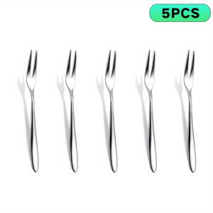 TEMU 실버 컬러 달팽이 모양 디저트 케이크 과일 샐러드 애피타이저용 스테인리스 스틸 메탈 소형 테이스팅 페이스트리 포크 5개 세트, 미러 폴리싱, 식기세척기 안전, 파티용