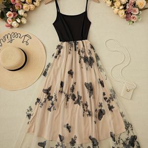 TEMU 세련된 방향에서 온 새로운 여성용 민소매 레이스 자수 드레스