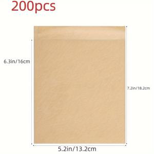 TEMU 4×6, 3×5, 6×9, 5×7 사이즈의 200개 오일 저항 필름 안감 크라프트 종이 봉투. 도시락 봉투, 스낵 봉투, 무세제 봉투, 슬리브, 식품 포장, 팝콘, 칩, 사탕, 샌드위치, 버거 등 다양한 용도로 적합한 보관 봉투
