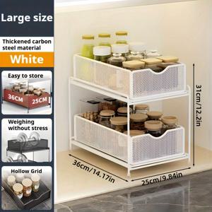 TEMU 1 겹 서랍 수납 선반, 싱크 수납 선반, 주방 수납 장치, 주방, 거실, 서재 등의 장면에 적합하여 사용할 수 있고, 풀 디자인, 그리드 디자인, 흑백 2 선택, 가정 장식 및 수납 용품|싱크대|씽크대