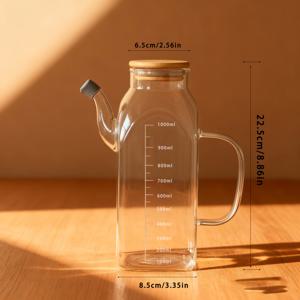 TEMU 1병, 유리 오일 병, 누수 방지 오일 주전자, 식초 병, 야외 바비큐 피크닉용 조미료 보관 용기, 주방 용품 오일 병