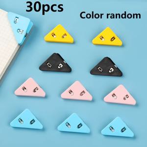 TEMU FLIXBLANY 30개 다기능 삼각 클립 사무실용 - 미끄럼 방지 플라스틱 폴더 정리, 파일 모서리 클립, 튼튼한 금속 사무용품, 다양한 색상|포카바인더