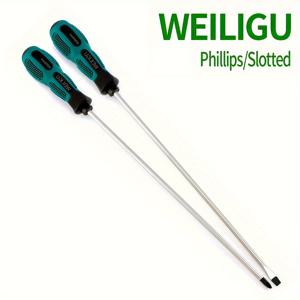 TEMU 9907 플라스틱 핸들 스크루드라이버, 총 길이 420mm, 로드 길이 300mm, 로드 직경 5mm, 바나듐 재질, 마그네틱 팁, 특이한 긴 마그네틱 스크루드라이버, 수동 공구, 일자 헤드 + 십자 헤드