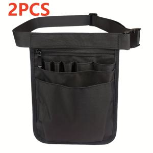 TEMU 2개 검정 나일론 다용도 파우치 | 조절 가능한 스트랩, 레스토랑 직원, 간호사에게 이상적, 메뉴, 펜, 병따개 및 소형 식기 전용 슬롯이 있는 다기능 - 새해 및 크리스마스 선물로 완벽