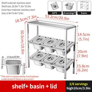 TEMU 1/6 밀크티 숍용 삼단 경사형 보관 랙, 잼 박스, 과일 파우더 칸, 뚜껑이 있는 조미료 그리드, 상업용 스테인리스 스틸 프레임, 견고한 사각 튜브