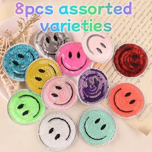 TEMU 8개의 스마일 얼굴 옷 패치, 다림질 옷 장식, 자수 패치 - 창의적인 DIY 봉제 옷, 가방, 모자 및 바지
