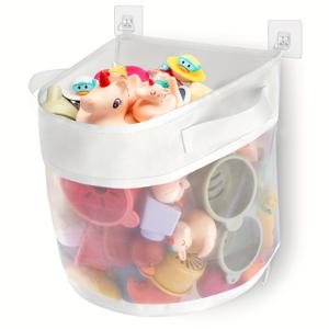 TEMU 1개 욕실 필수품 벽걸이 수납 백, 녹 방지 후크 포함, 욕실 장난감 및 액세서리 빠른 접근 매달기 정리함, 쉬운 건조를 위한 미세 메쉬 망