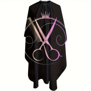 TEMU 전문용 샬롱 바버 케이프 - 조절 가능한 목 닫기, 방지 및 비지성 헤어 샤울, 창의적인 꽃 디자인, 쉬운 청소 블랙 & 핑크 헤어 스타일리스트 기어, 모든 헤어 샬롱 기술자, 바버 액세서리, 스타일리시 바버 액세서리, 쉬운 청소 재질