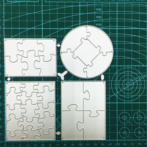 TEMU 스크랩북 및 카드 제작용 패턴 퍼즐 배경 커팅 다이, 탄소강으로 제작된 금속 엠보싱 몰드 특징
