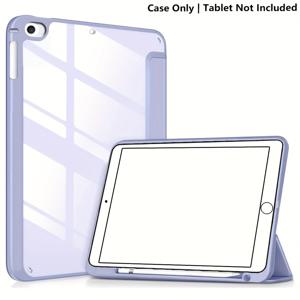 TEMU 아이패드 9.7인치 케이스 아크릴 플랫 보호 커버, 아이패드 6세대/5세대 2018/2017 케이스, 펜슬 홀더 포함, 슬림 경량 스마트 트라이폴드 스탠드 케이스 (A1893/A1954/A1822/A1823)/아이패드 에어 1/2/아이패드 프로 9.7