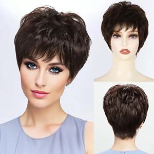 TEMU 여성용 짧은 머리 요정 가발, 숏 스타일 가발, 짧은 여성용 가발, 곱슬 여성용 가발