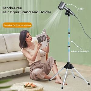 TEMU 헤어드라이어 스탠드, 알루미늄 합금 막대와 범용 클립이 있는 조절 가능한 블로우 드라이어 홀더, 사용하기 쉽고 손을 자유롭게, 가정, 기숙사, 미용실 및 애완동물 가게용 헤어드라이어 홀더