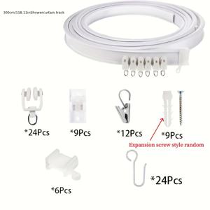 TEMU 조절 가능한 곡선형 천장 커튼 트랙 - 방 분리기, 샤워실, RV용 범용 천장 걸이봉 시스템 - 모든 공간에 적합한 쉬운 설치 커튼 로드