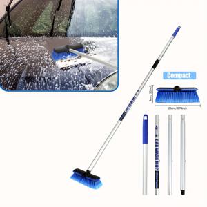 TEMU 59인치/151cm 긴 손잡이 세차 브러시, 부드러운 털로 차체 긁힘 방지, 자동차 SUV RV MPV 및 타이어 청소, 실내외 창문 청소에 적합