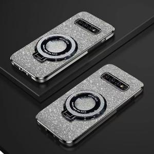 TEMU 갤럭시 S10 플러스 케이스 + 럭셔리 그라데이션 글리터 도금 스탠드 홀더 마그네틱 백커버|폰케이스