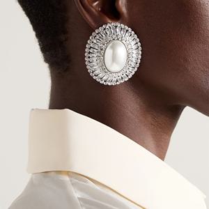 TEMU 우아한 타원형 진주 귀걸이, 라인스톤 장식으로 신부와 신부 들러리에게 완벽합니다. 이 축제 분위기의 주얼리들은 , 연회 및 파티에 적합합니다.