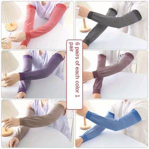 TEMU 6켤레의 확장형 남녀공용 긴팔 팔 보호대, 사계절용, 신축성 있는 원단으로 제작되어 야외 작업에 적합하며 편안함과 통기성을 제공하며, 업무 및 가정일 모두에 이상적입니다.|팔토시