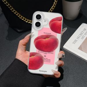 TEMU 아이폰 16, 15, 14, 13, 12, 11 프로 맥스, 미니, XR, XS, X, 7, 8 플러스와 호환되는 재미있는 복숭아 패턴 폰 케이스. 소프트 TPU 매트 백을 특징으로 합니다.
