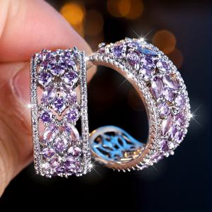 TEMU 고급스럽고 우아한 여성용 슈퍼 플래시 귀걸이 한 쌍, 멋진 매력, 은색, 신부 장식 파티 보석 귀걸이