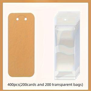 TEMU 100/200/400개 (50장 카드 + 50개 투명백 / 100장 카드 + 100개 투명백 / 200장 카드 + 200개 투명백) 소와 양 목걸이 키체인 전시용 빈 라벨 투명백 포함, 보석 보관 및 포장 용품