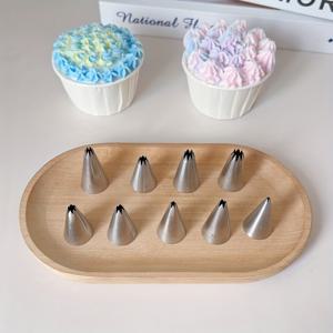 TEMU MEEWDKA 9피스 스테인리스 스틸 파이핑 팁 세트 (14/15/16/17/18/19/20/21/22) - 스타 & 쉘 노즐, 케이크 & 쿠키 데코레이션용, 헤비듀티 304 베이킹 키트, 크림 & 버터크림 아이싱 팁, 컵케이크, 케이크용 - 호환 가능