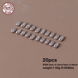 TEMU 925 스털링 실버 비즈 DIY 주얼리 만들기용 | S-커브 각인 디자인 | 20개/세트 | 스타일 팔찌 & 목걸이 액세서리