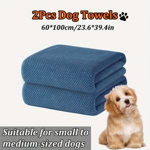 TEMU 2개 세트 강아지 타월 60*100cm/23.6*39.4인치 & 70*140cm/27.6*55인치, 마이크로파이버 솔리드 컬러 펫 목욕타월, 빠른 건조와 우수한 흡수력, 부드럽고 편안함, 두 가지 사이즈, 다양한 색상 옵션