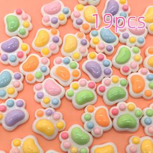 TEMU 19pcs 흰색 베이스 고양이 발, 장식용 비즈 및 비즈 정렬, 수지 장식용 액세서리, DIY 장식용 액세서리, 핑크, 블루, 그린, 봄, 여름, 휴대폰 케이스, 헤어 클립, 사진 프레임, 기타 보석, 크림 글루 제작 액세서리, 수공예 액세서리, 창의성을 보여주세요, 휴일 선물