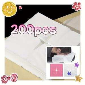 TEMU 200매 일회용 통기성 마사지 침대 시트 + 얼굴 받침대 커버 - 편안하고 부드러운 화이트 얼굴 받침대 커버, 미용실, 스파, 마사지 센터에 적합