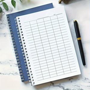 TEMU 클래식 A5 스파이럴 노트북 - 튼튼한 블랙 커버, 대학용 사이즈, 다기능 메쉬 페이지로 시간 추적 및 재고 관리 가능, 빈티지 스타일 학생용, 사무실 & 작업용 노트북, 디자인, 내구성 있는 제본