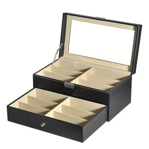 TEMU 합성 가죽 안경 보관 케이스 | 먼지 방지 안경 정리함 | 홈용 대형 디스플레이 박스